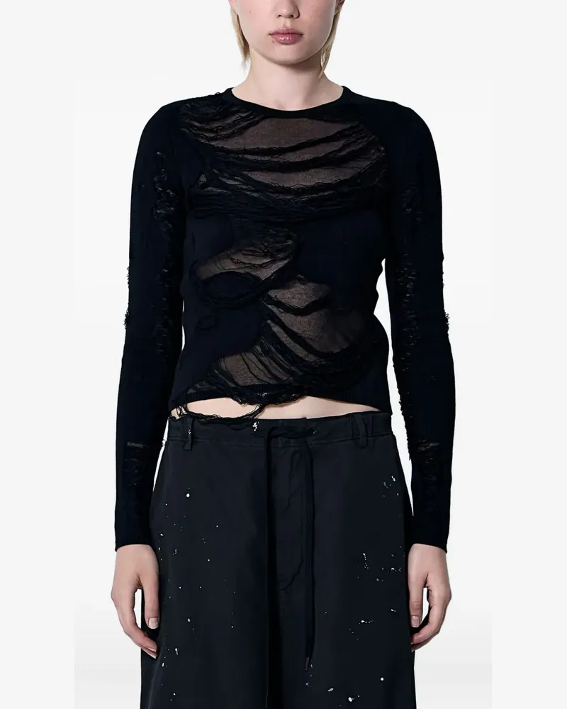 Maison Margiela Pullover in Distressed-Optik - Schwarz Schwarz
