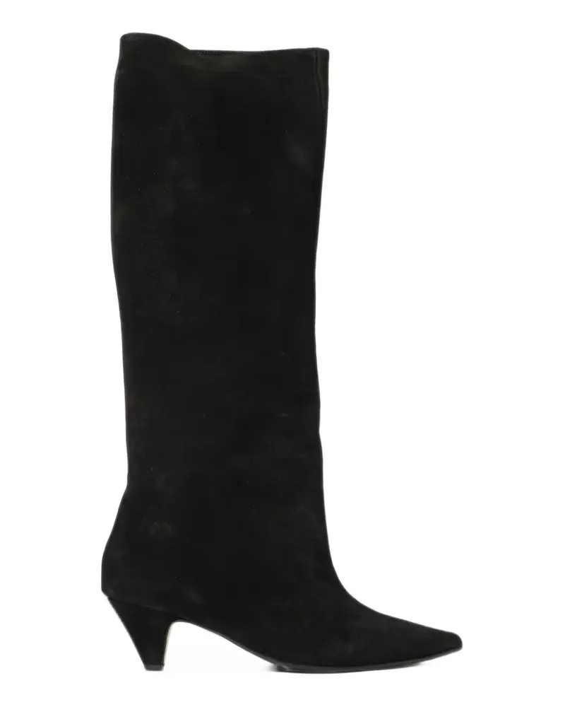 Anna F. Spitze Stiefel mit Kitten-Heel-Absatz - Schwarz Schwarz