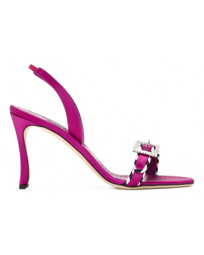 Manolo Blahnik Sumbasan crystal-buckle sandals - Rosa Rosa