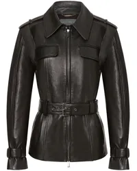 Alberta Ferretti Lederjacke mit abnehmbaren Ärmeln Schwarz