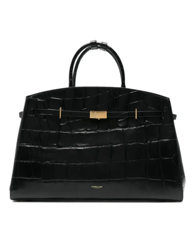 DeMELLIER Hudson croc-effect tote bag - Schwarz Schwarz