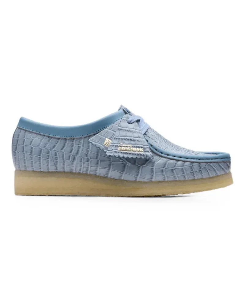 Clarks Wallabee croc-effect leather Derby shoes - Blau Blau