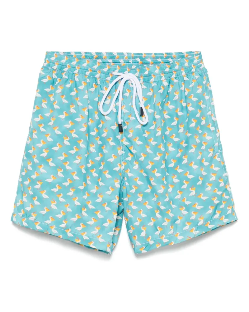 BARBA Badeshorts mit Enten-Print - Blau Blau