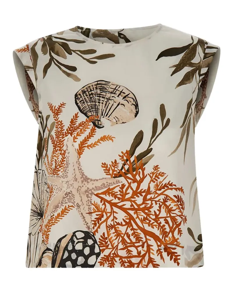 MARELLA Oberteil mit Meerestiere-Print - Weiß Weiß