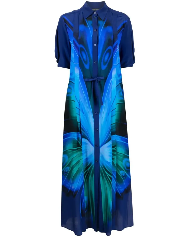 Alberta Ferretti Hemdkleid mit abstraktem Print - Blau Blau