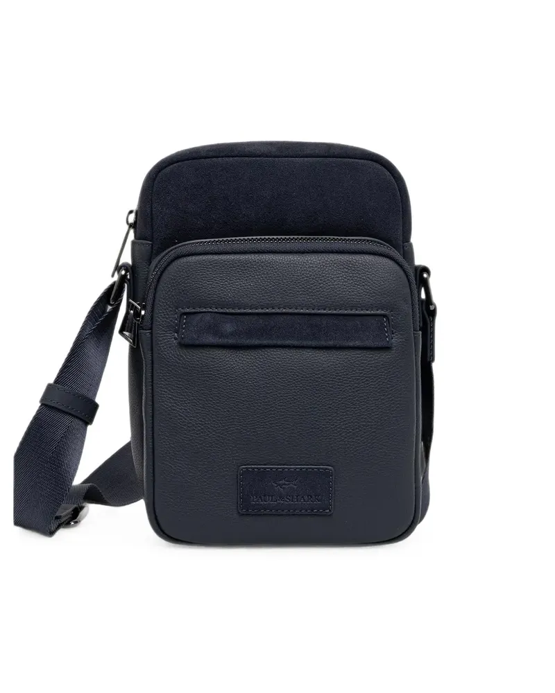 Paul & Shark panelled leather cross body bag - Blau Blau