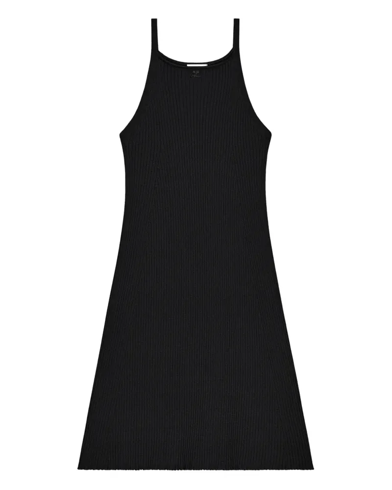 Courrèges Geripptes Strickkleid - Schwarz Schwarz