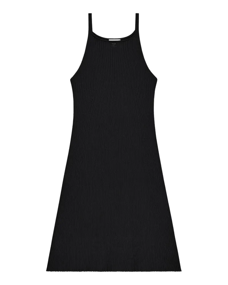 Courrèges Geripptes Strickkleid - Schwarz Schwarz