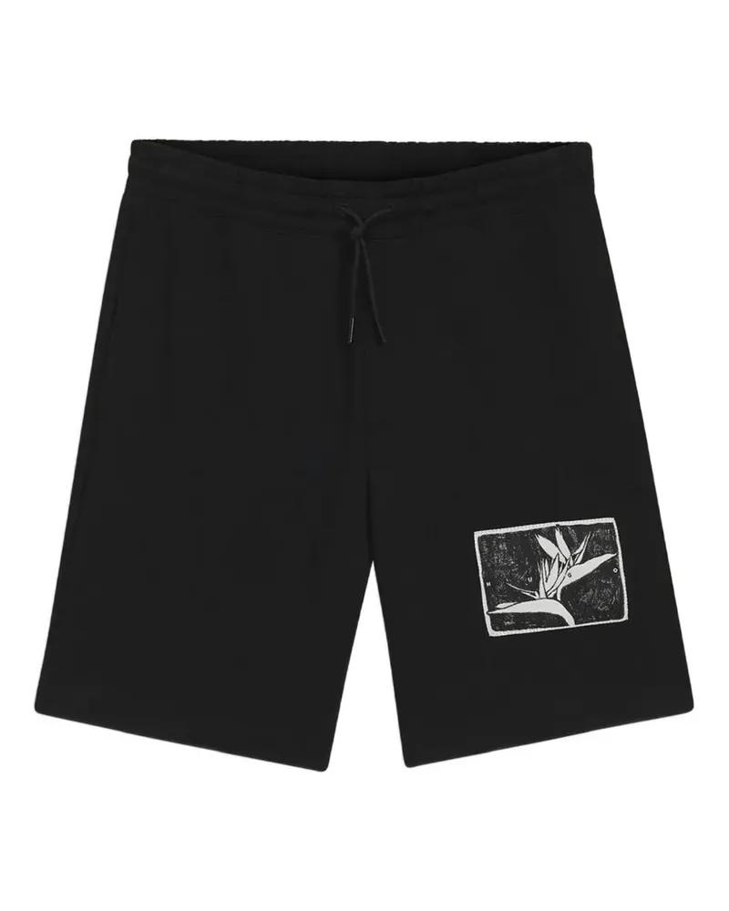 HUGO BOSS Darispan cotton-terry shorts with artwork-patch - Schwarz Schwarz