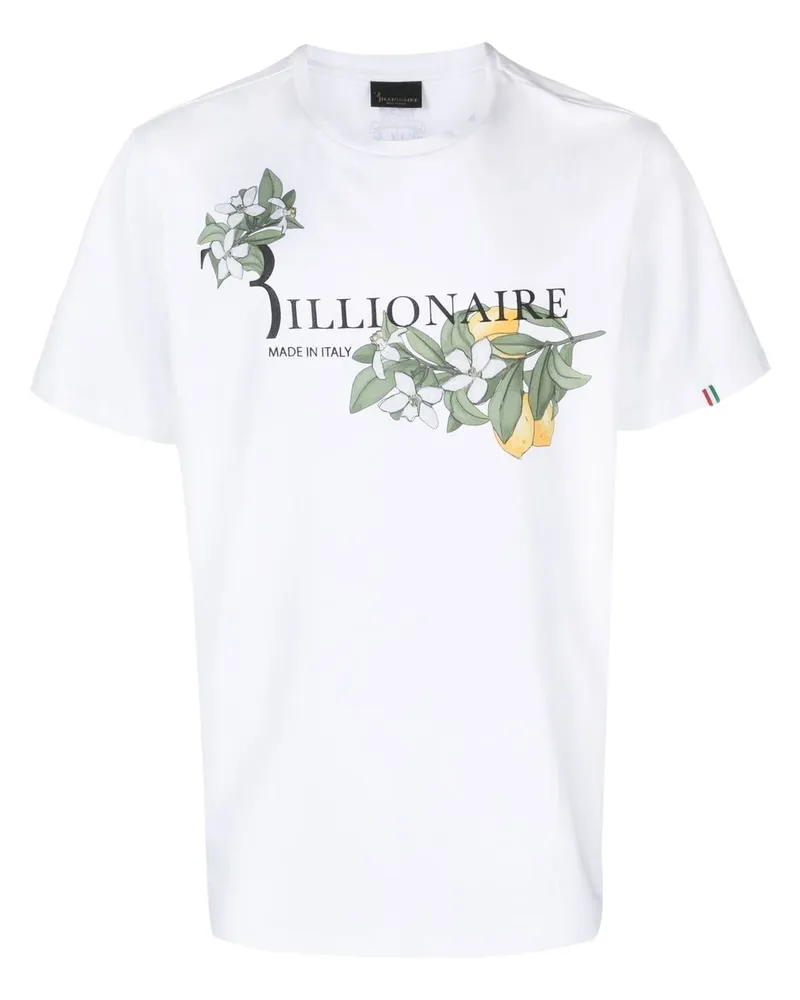 Billionaire T-Shirt mit Logo-Print Weiß