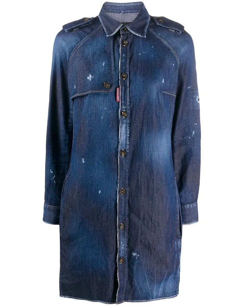 Dsquared2 Hemdkleid in Distressed-Optik - Blau Blau