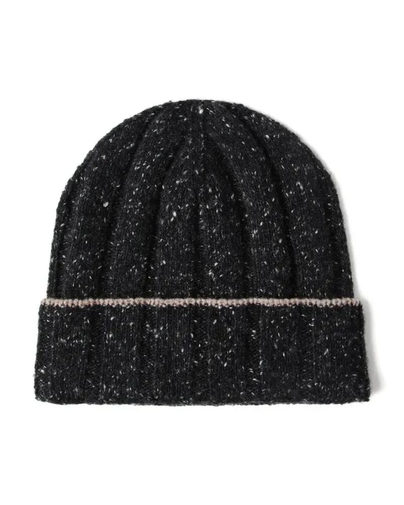 Brunello Cucinelli Gerippte Kaschmirbeanie - Schwarz Schwarz