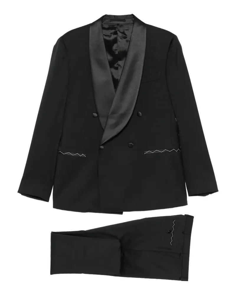 Luigi Bianchi Mantova shawl-lapel double-breasted suit - Schwarz Schwarz