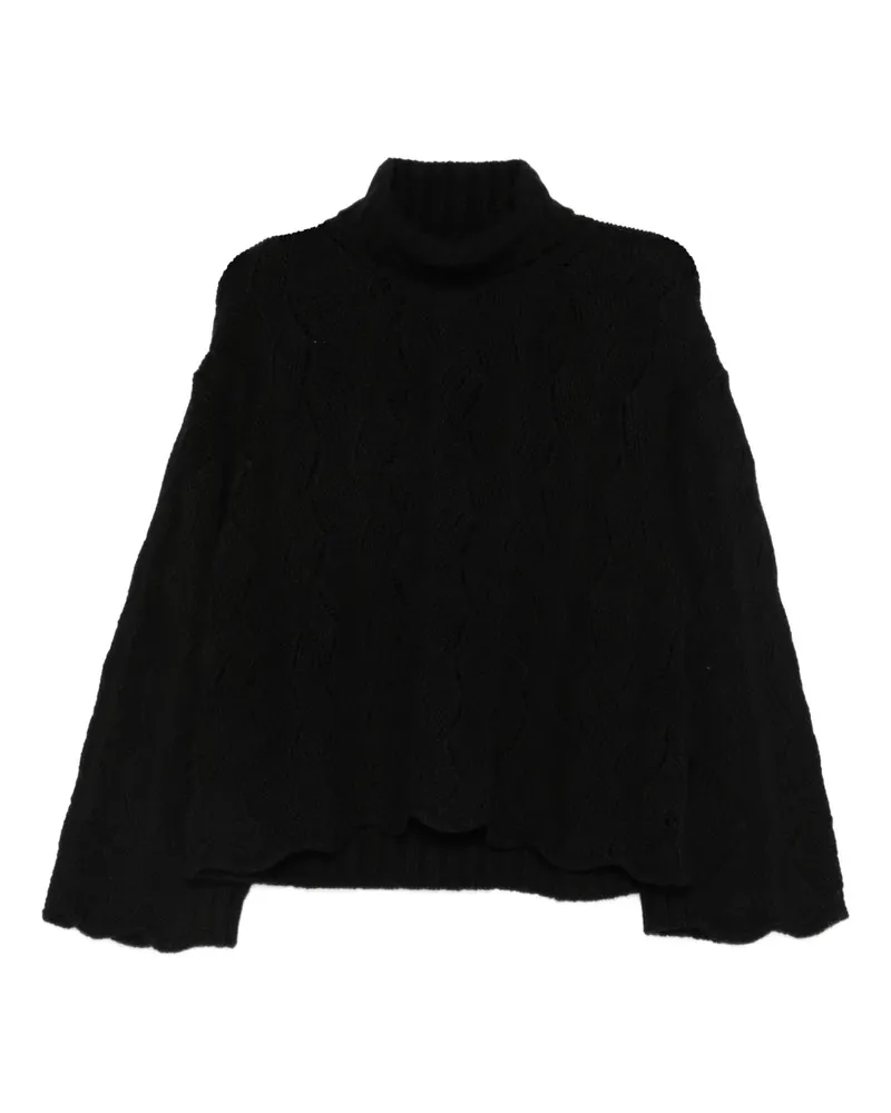 Twin-Set Pullover mit Pointelle-Strickmuster - Schwarz Schwarz