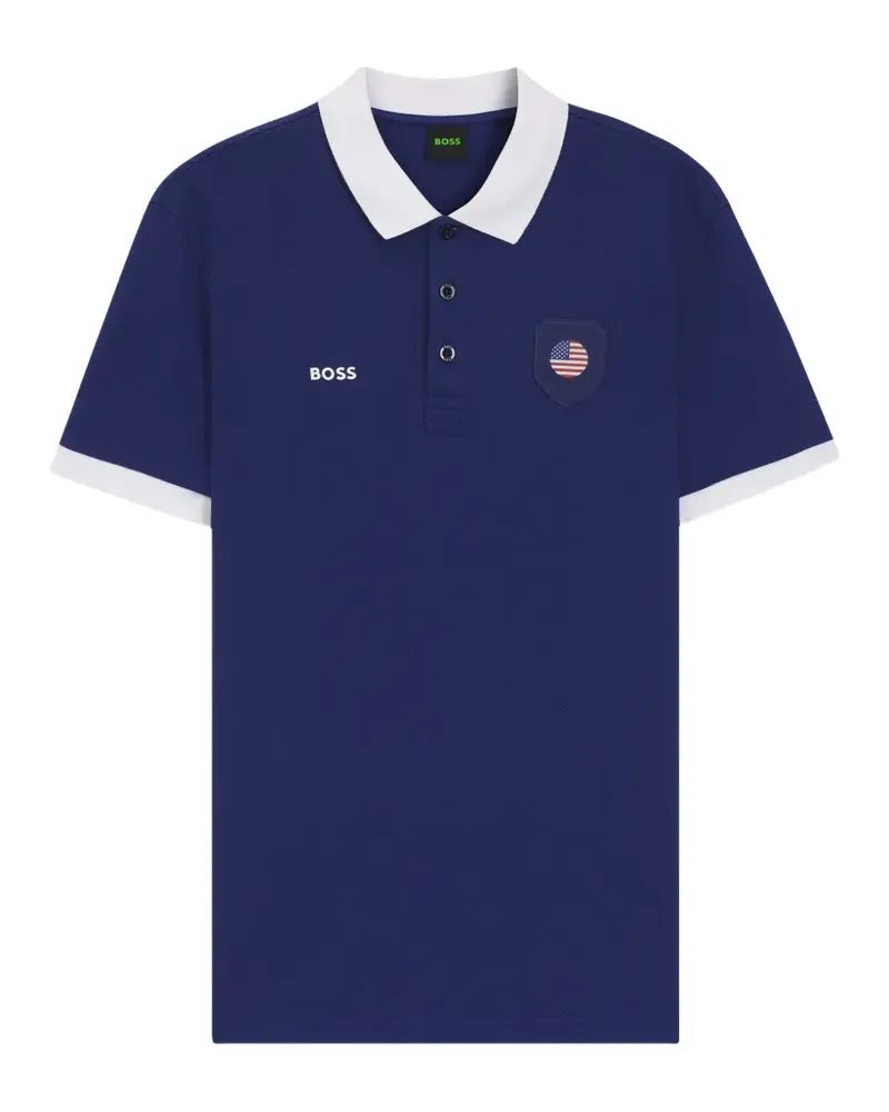 HUGO BOSS Poloshirt mit Flaggen-Patch - Blau Blau