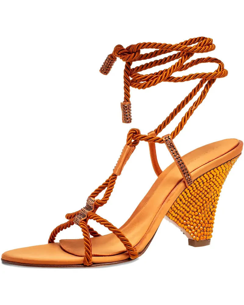 Sergio Rossi rope-detail ankle-wrap sandals - Orange Orange