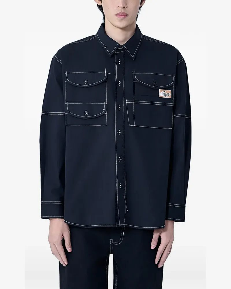 STORY mfg. logo-patch shirt - Schwarz Schwarz