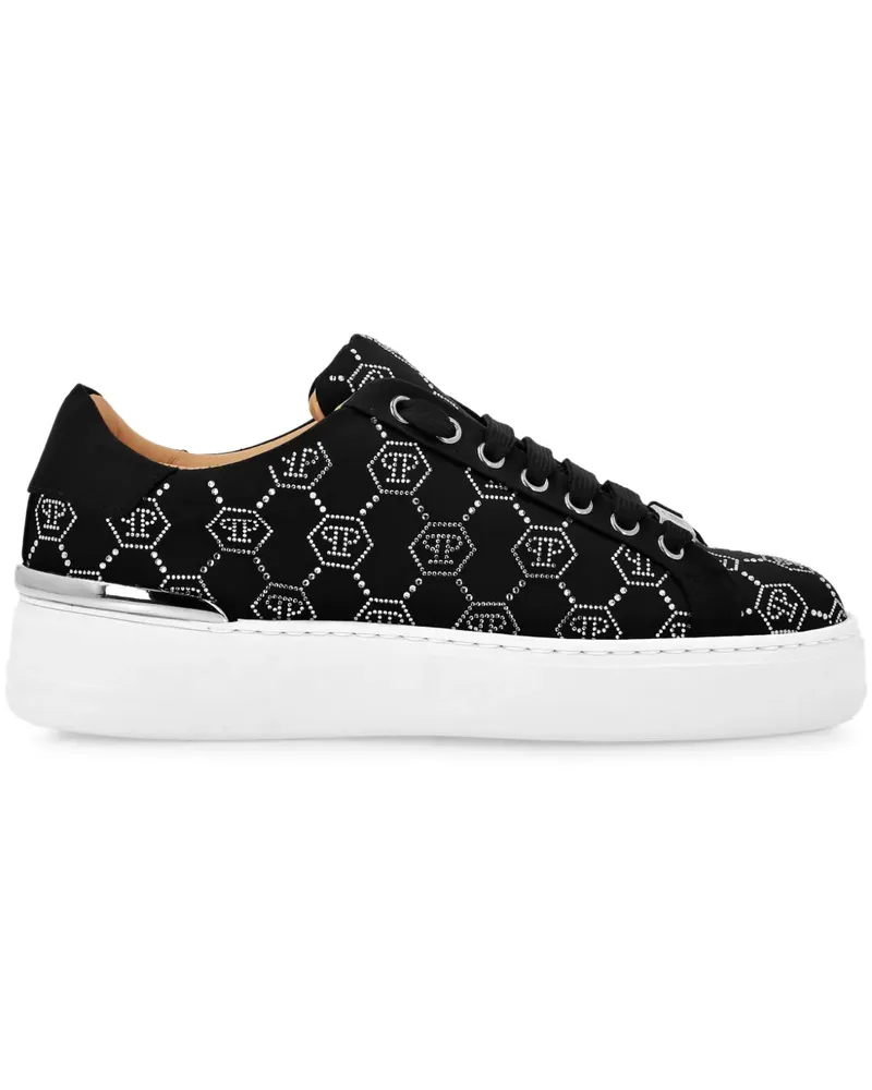 Philipp Plein Satin-Sneakers mit Strassverzierung - Schwarz Schwarz