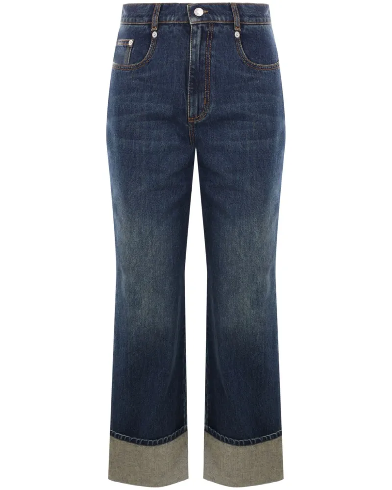 Alexander McQueen Halbhohe Straight-Leg-Jeans - Blau Blau