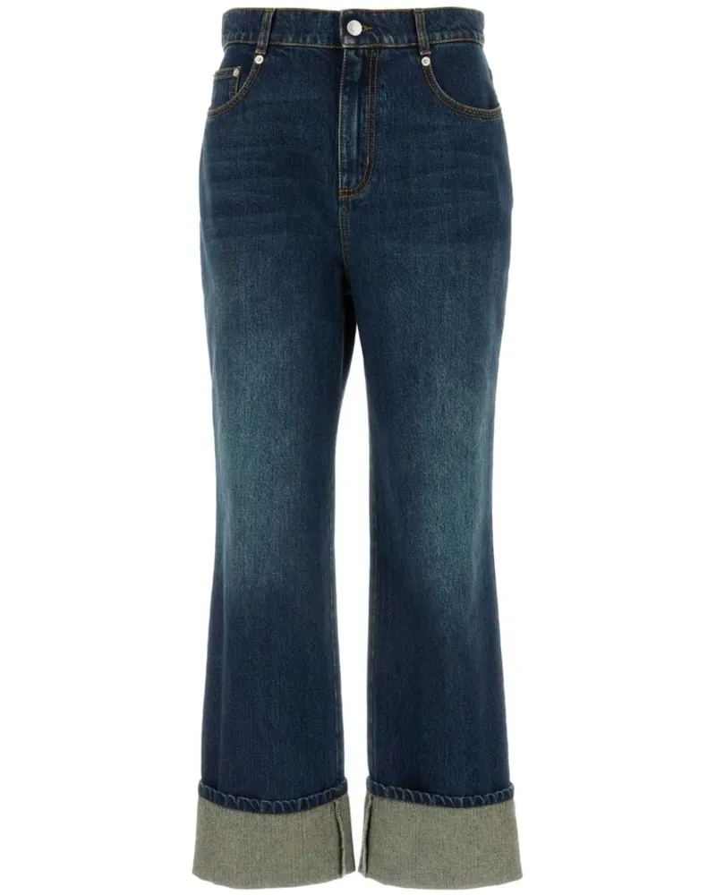 Alexander McQueen Halbhohe Straight-Leg-Jeans - Blau Blau