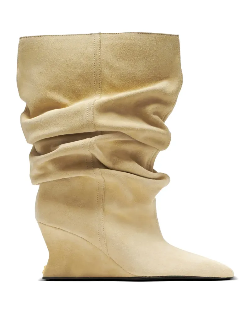 Balmain draped suede Wedge ankle boots - Nude Nude