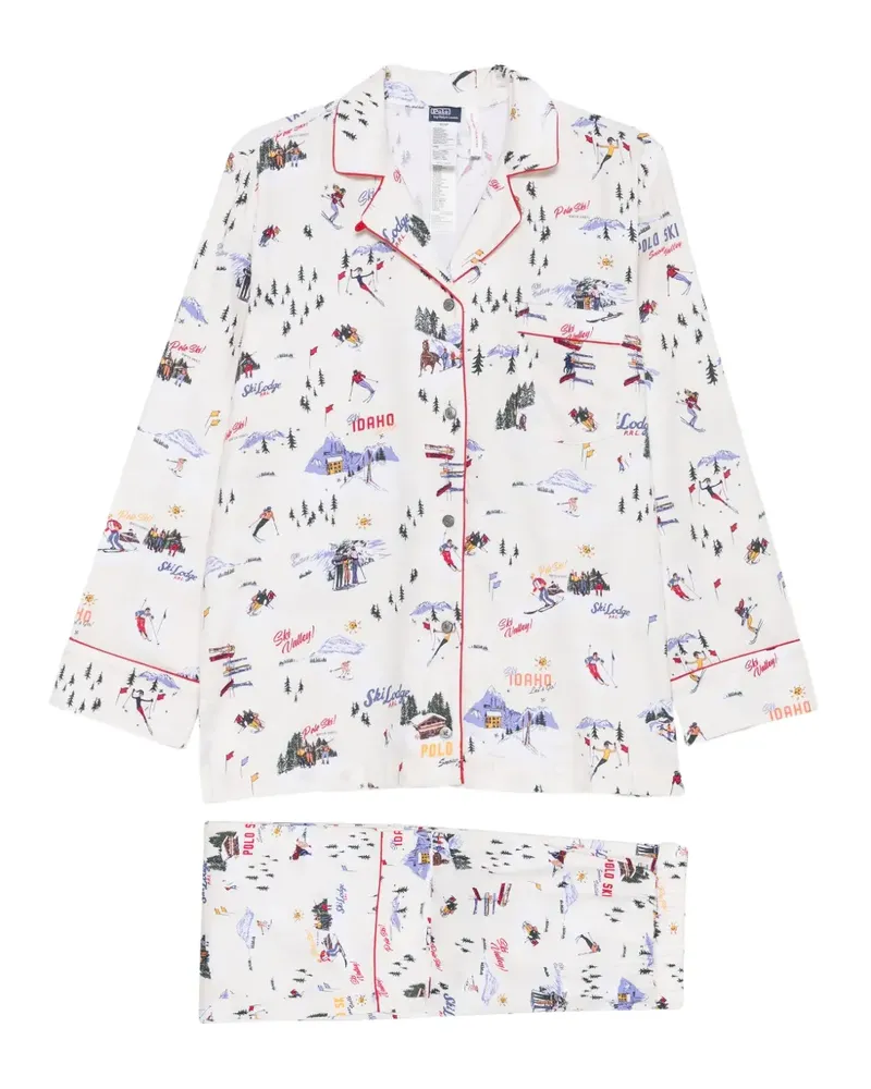 Ralph Lauren Pyjama mit Ski-Print - Weiß Weiß