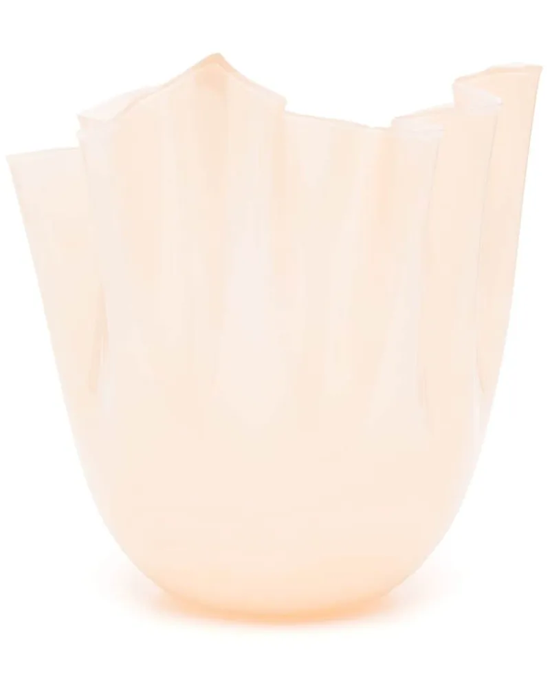 Venini Fazzoletto Vase aus Muranoglas (23cm x 22cm Rosa