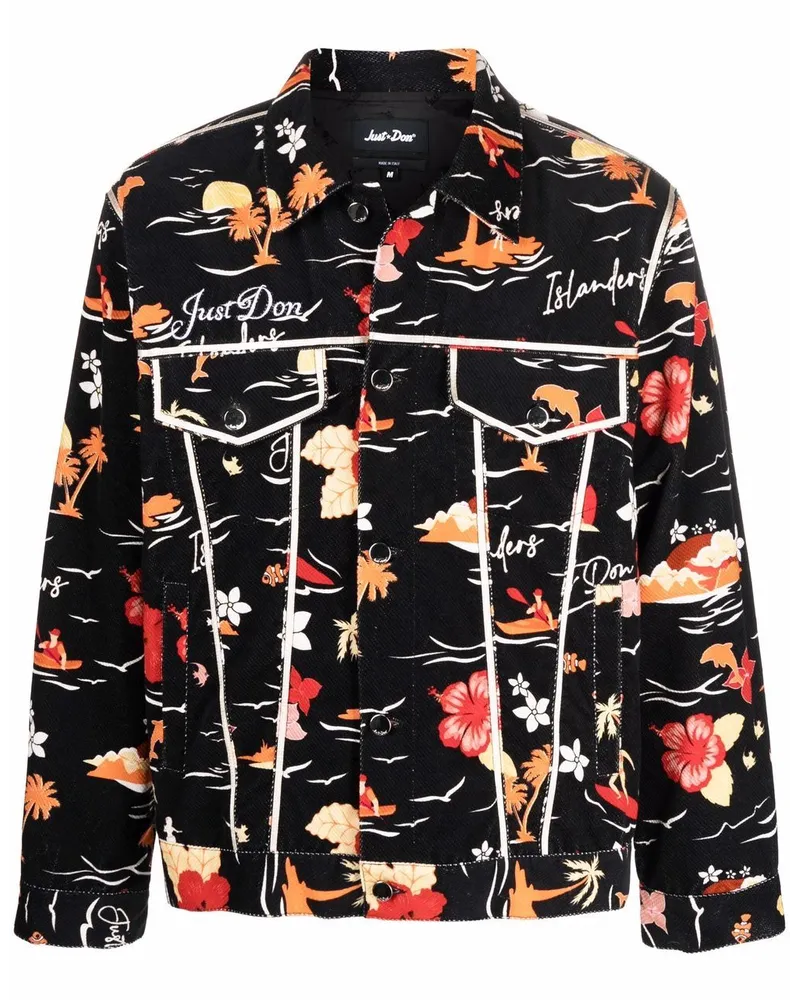 JUST DON Jacke mit Blumen-Print Schwarz