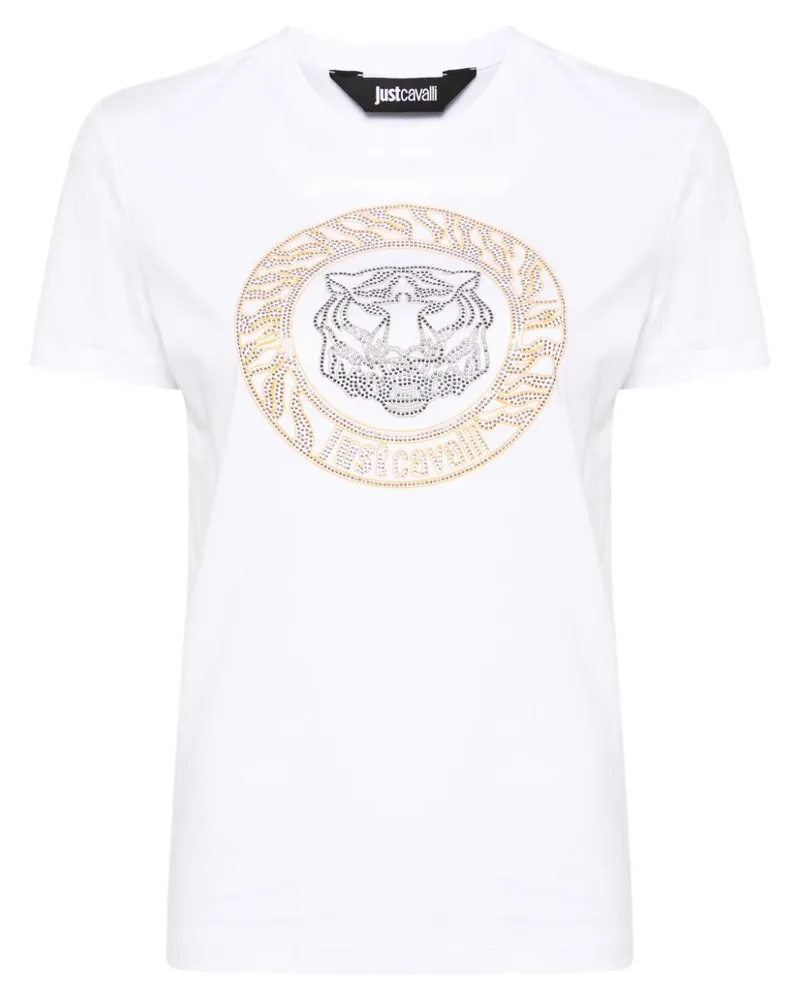 Just Cavalli Tiger Head T-Shirt mit Nieten - Weiß Weiß
