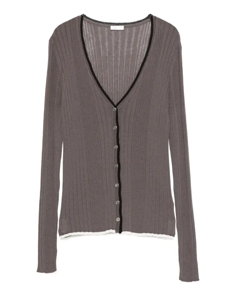 Roberto Collina Gerippter Cardigan mit V-Ausschnitt - Grau Grau