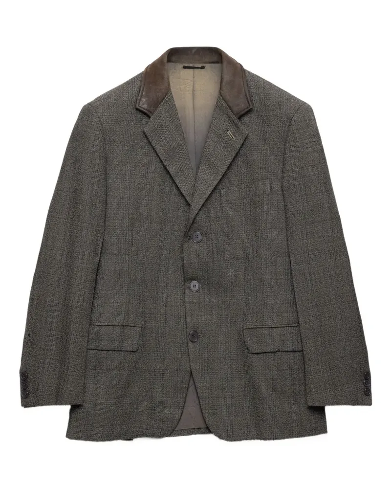 Prada Einreihiges Sakko mit Lederkragen - Grau Grau