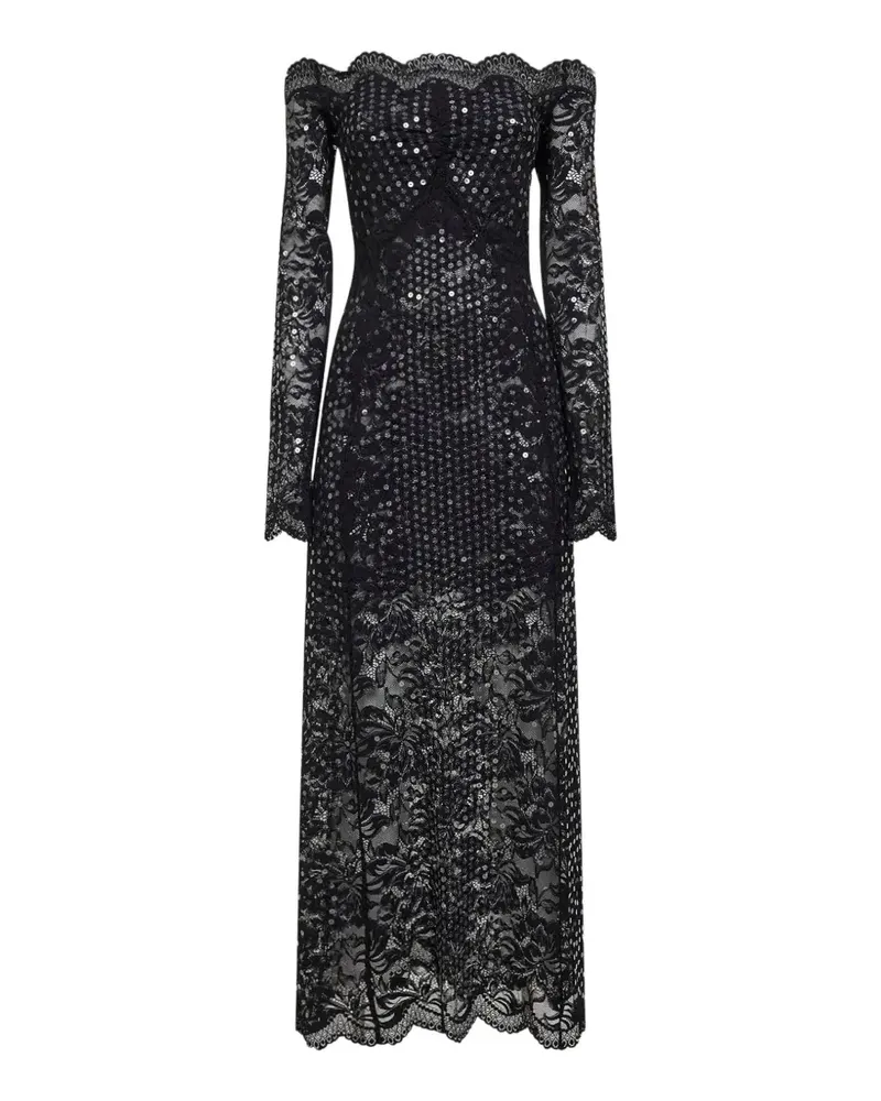 Paco Rabanne sequin-embroidered scalloped dress - Schwarz Schwarz