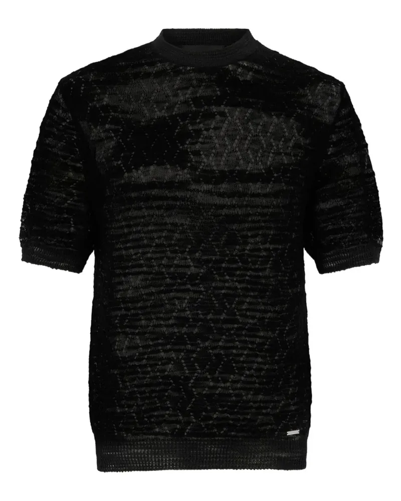 Dsquared2 T-Shirt mit Lochstrickmuster - Schwarz Schwarz