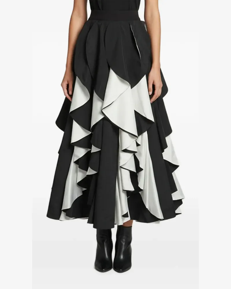 Alice + Olivia Nadie Midirock im Spiraldesign - Schwarz Schwarz