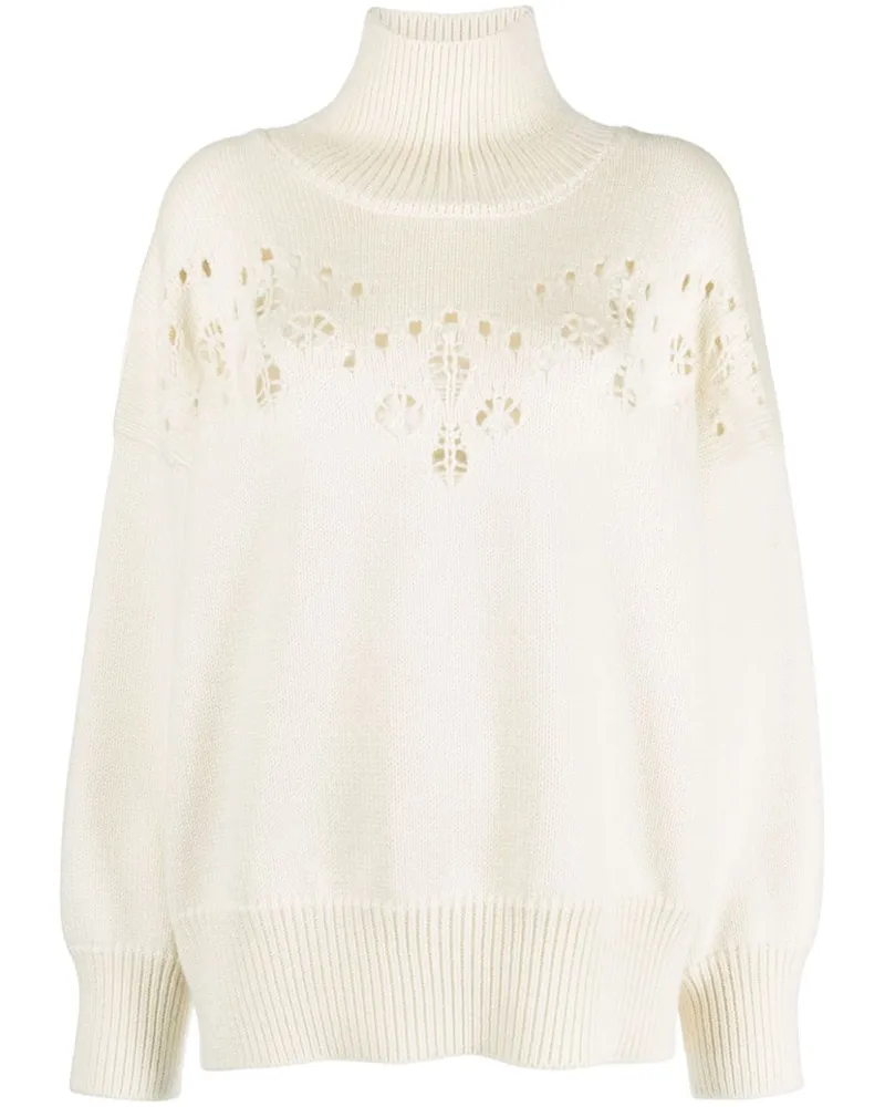 Chloé Pullover in Pointelle-Strick - Weiß Weiß