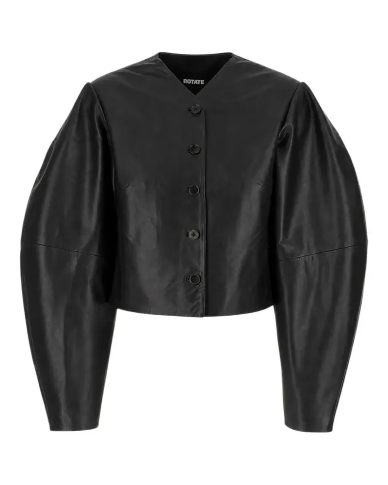 ROTATE Birger Christensen puff-sleeve leather jacket - Schwarz Schwarz