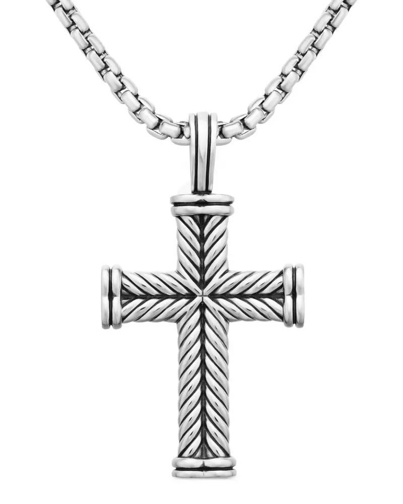 David Yurman Chevron Cross Anhänger aus Sterlingsilber 33,5mm Silber