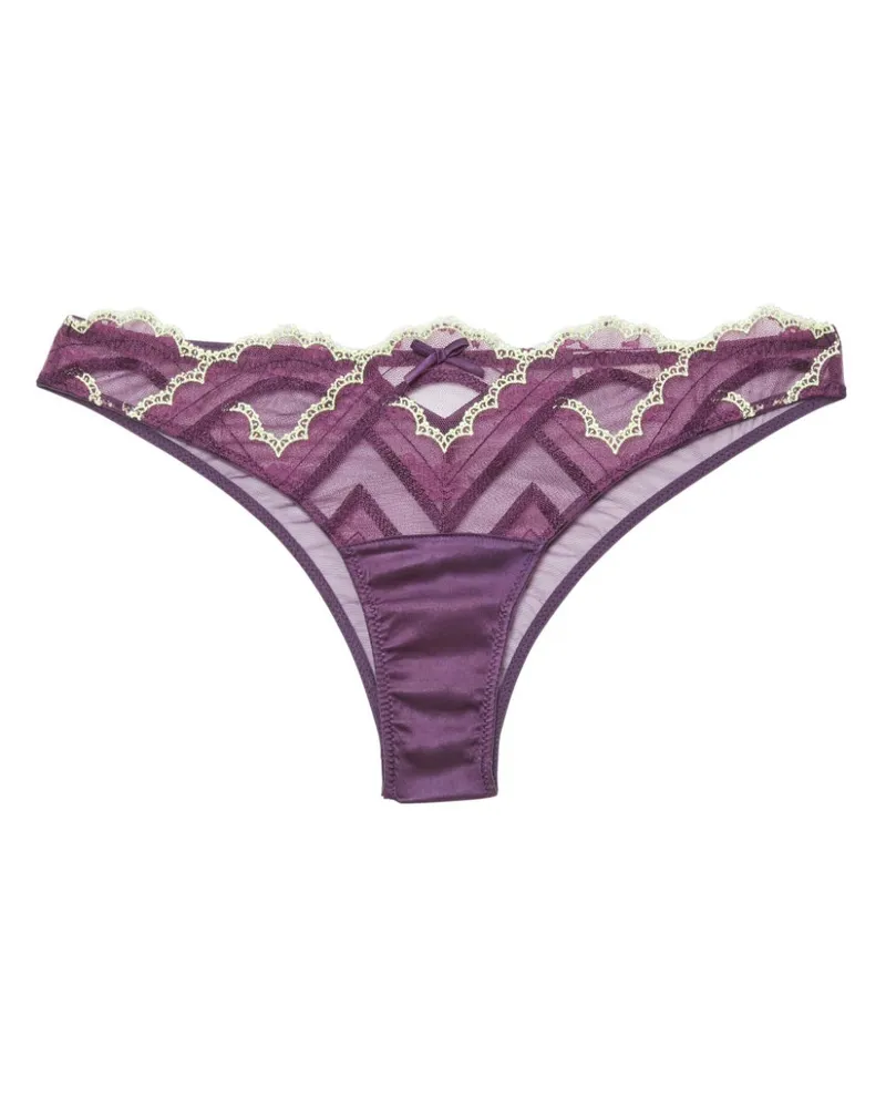 Fleur Du Mal Cheeky Slip mit Hendrix-Stickerei - Violett Violett