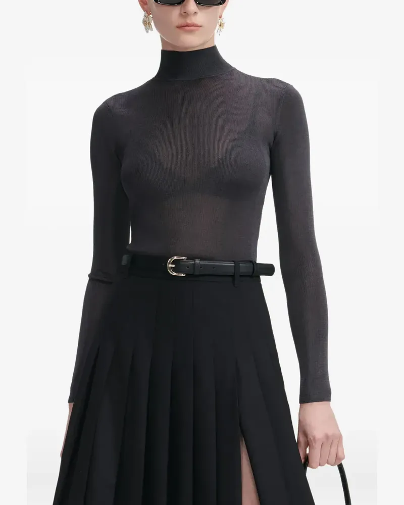 Self-Portrait high-neck long-sleeve top - Schwarz Schwarz