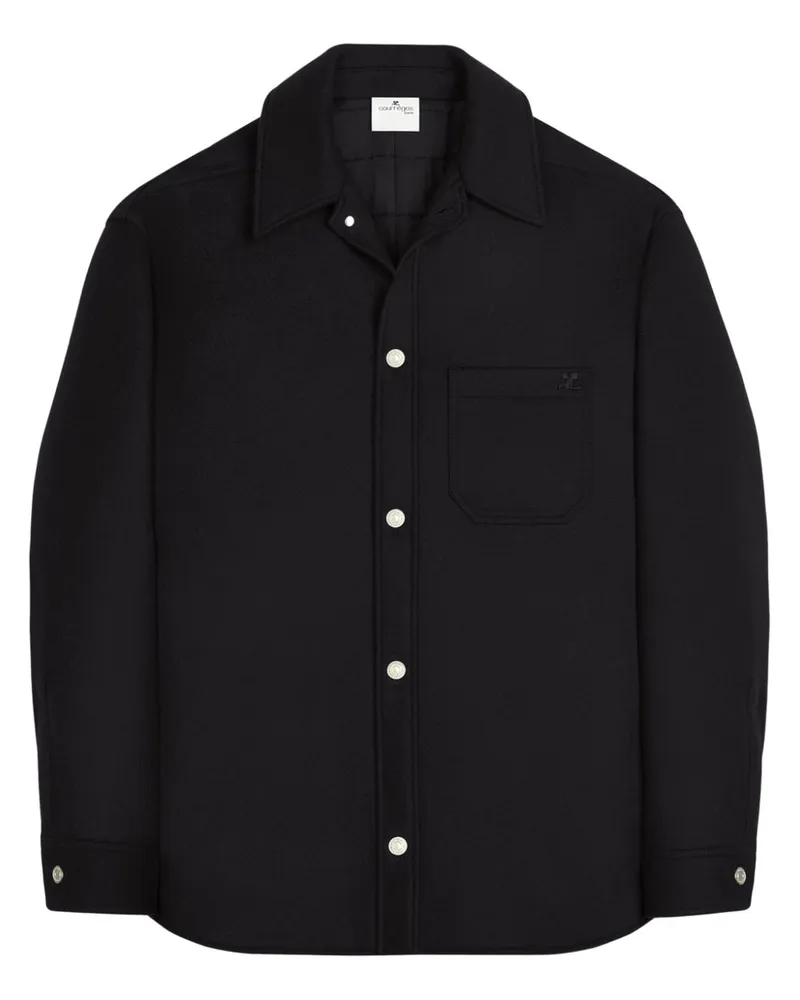 Courrèges Hemdjacke aus Wollgemisch - Schwarz Schwarz