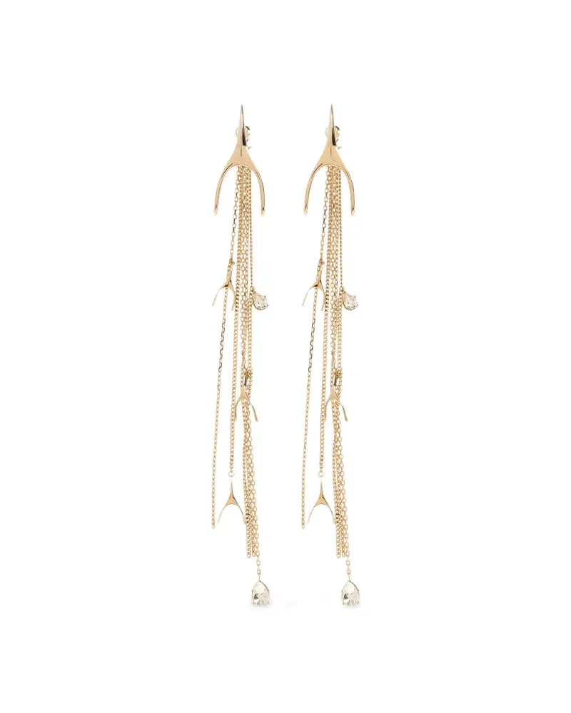 Alexander McQueen Wishbone crystal-embellished drop earrings - Gold Gold