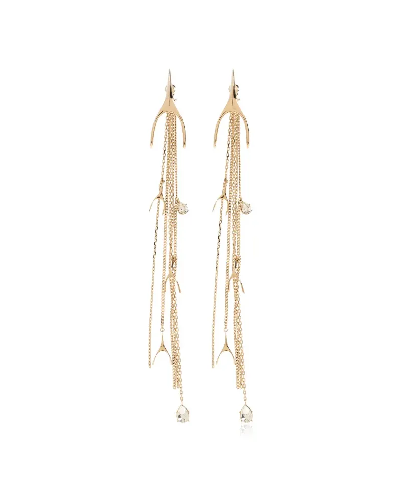 Alexander McQueen Wishbone crystal-embellished drop earrings - Gold Gold