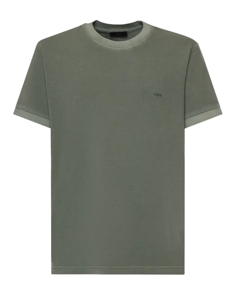 Fay T-Shirt mit Logo-Stickerei - Grün Grün