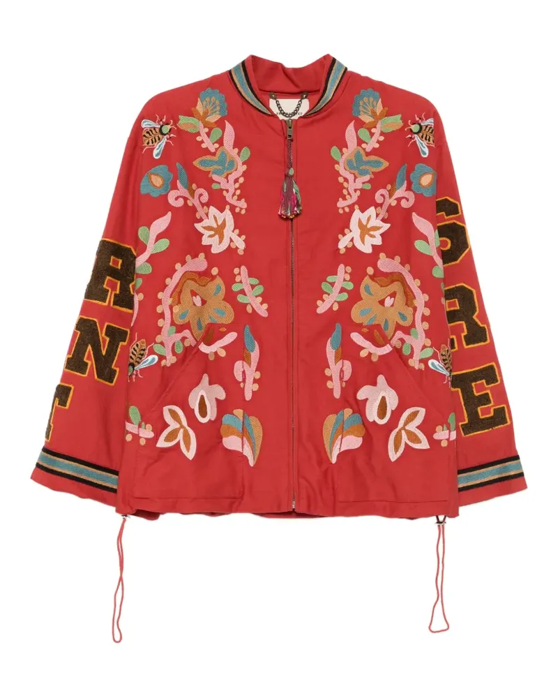 Front Street 8 floweer-embroidered zip-up jacket - Rot Rot