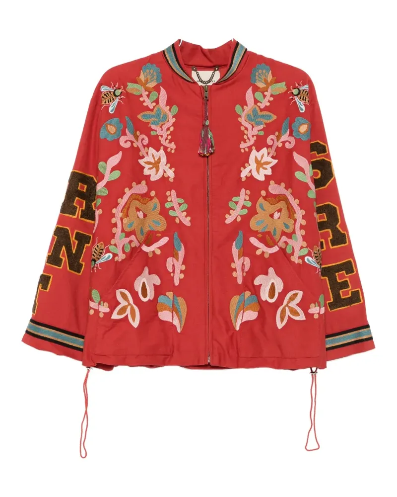 Front Street 8 floweer-embroidered zip-up jacket - Rot Rot