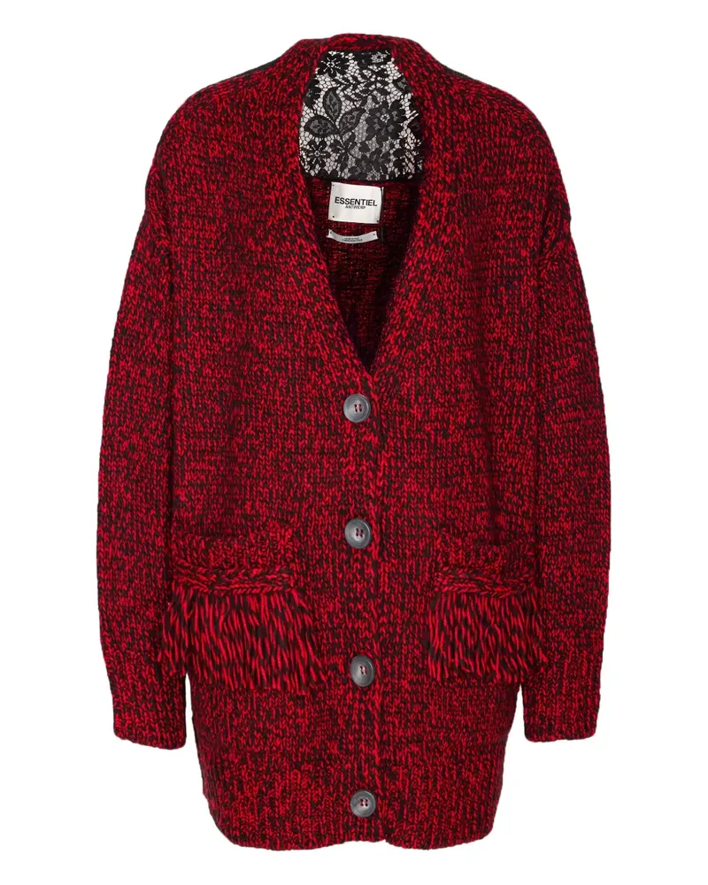 Essentiel Cardigan mit Spitzeneinsatz - Rot Rot