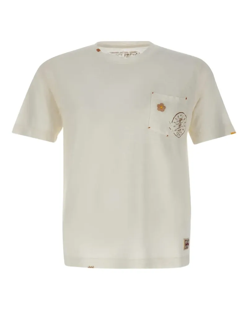 BOB embroidered-detail chest-pocket T-shirt - Nude Nude