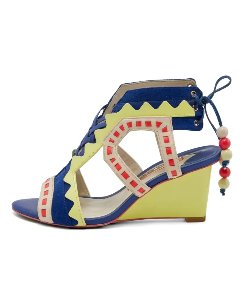 Sophia Webster beaded wedge sandals - Blau Blau