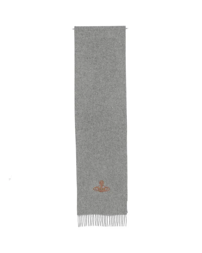 Vivienne Westwood Orb-embroidered fringed scarf - Grau Grau