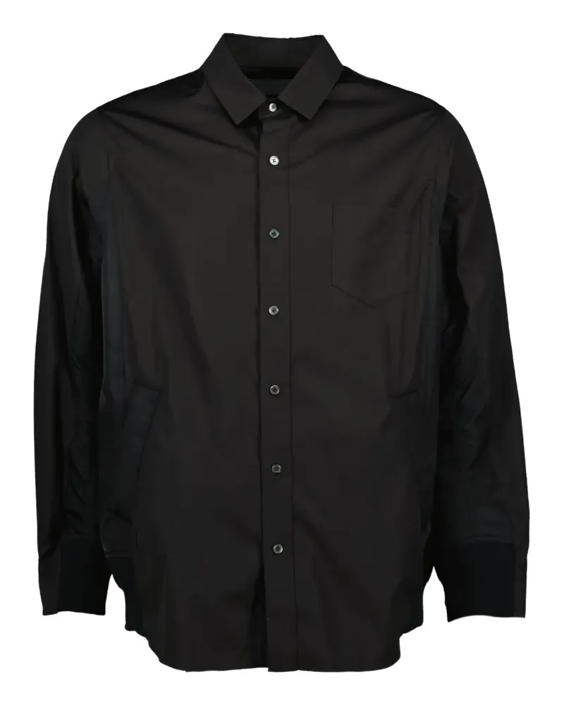 Sacai Hemd aus Popeline - Schwarz Schwarz